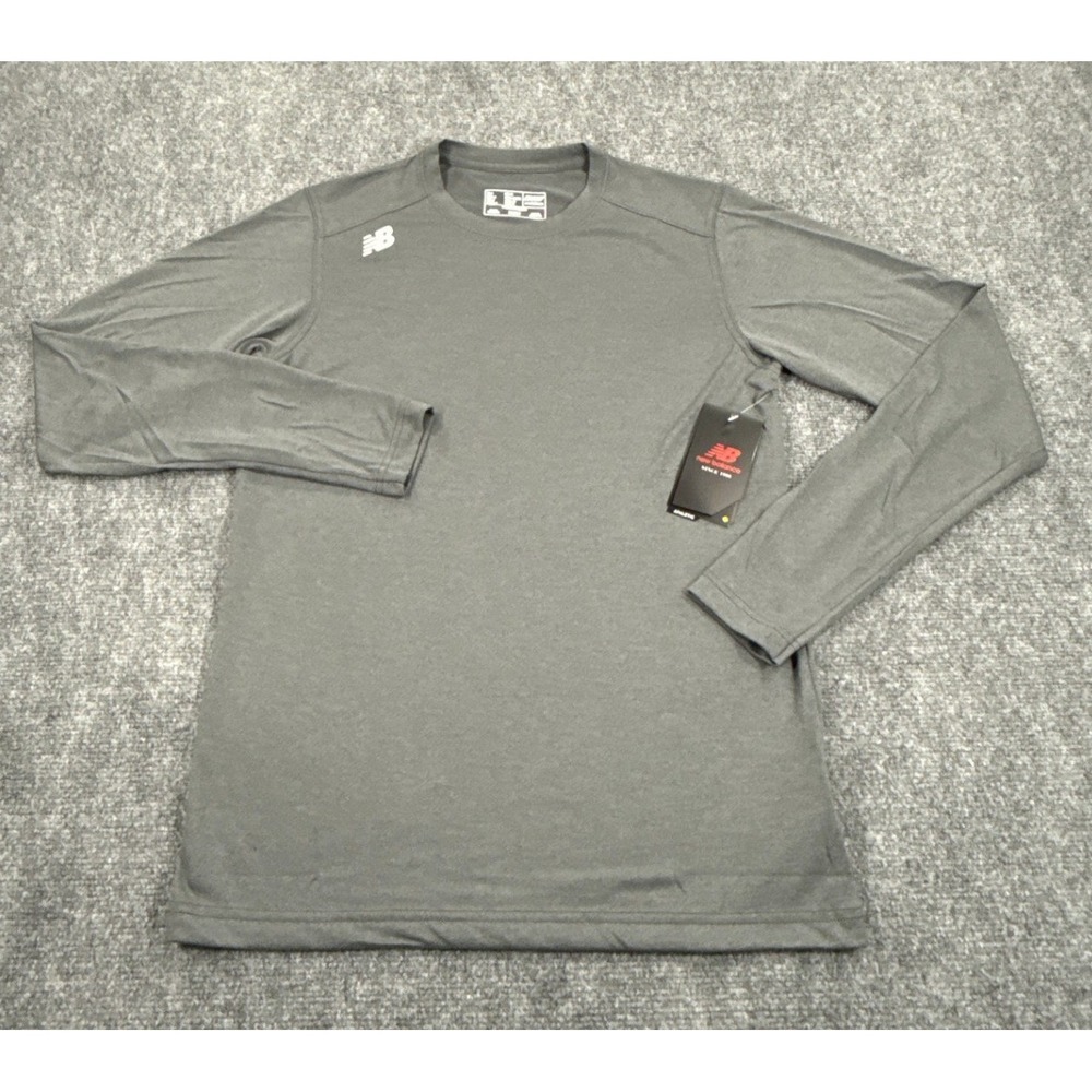 New Balance Mens Small NB Dry LS Tech Tee Gray Long Sleeve Athletic Shirt NWT